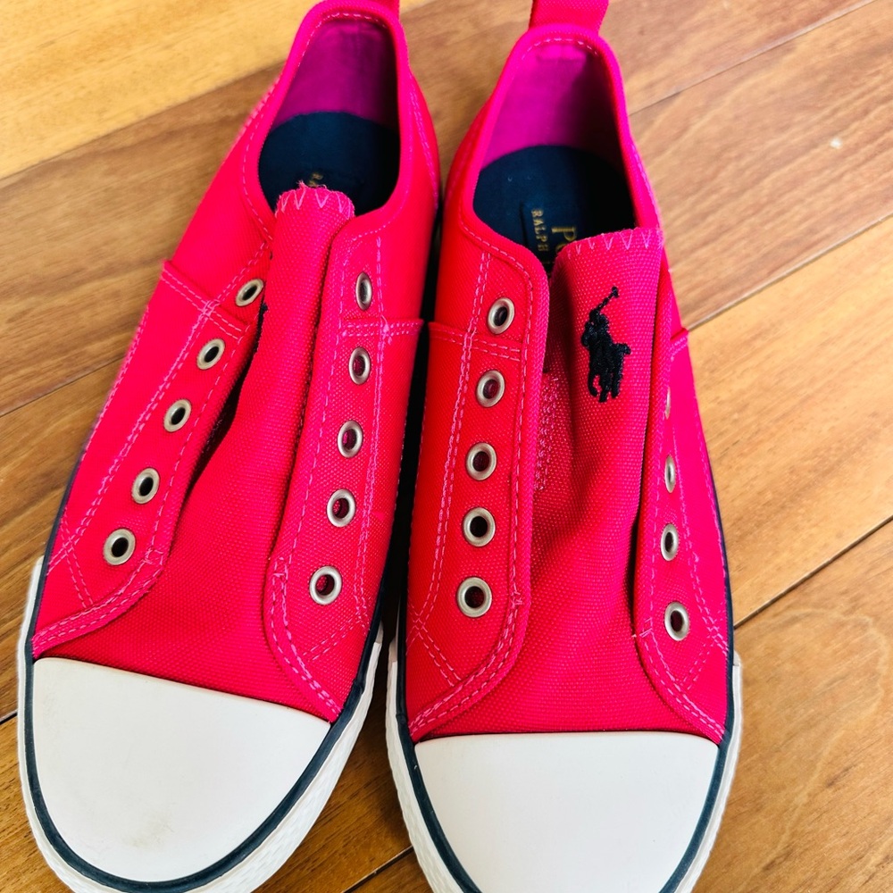 #🌻 233 Brand new Polo by Ralph Lauren Pink Canvas Slip-On Sneakers